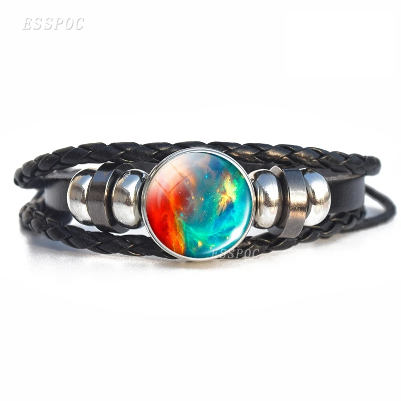Мужской женский модный браслет с солнечной системой Galaxy Planet Space, кожаный браслет, украшения Вселенная, подарок на день рождения