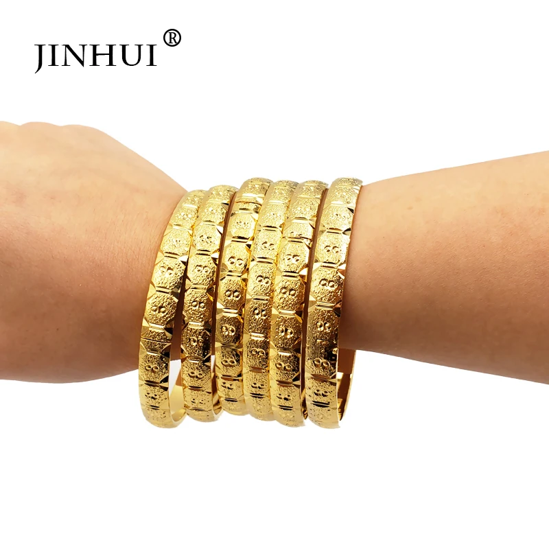 Jin Hui New Fashion lady Luxury Gold Color Jewelry Bangles Ethiopian African Women Dubai Bracelet Party wedding Gifts Can Open