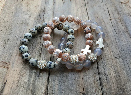 Эластичный браслет 10 мм натуральные камни проложить мяч крест эластичный из