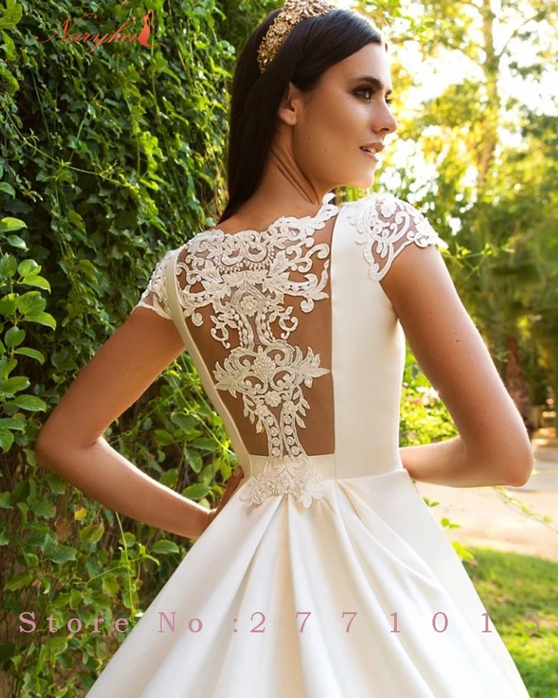 Naryka Иллюзия Аппликации Вернуться Дизайн Vestido Де Novia Новое Прибытие Chic Кружева