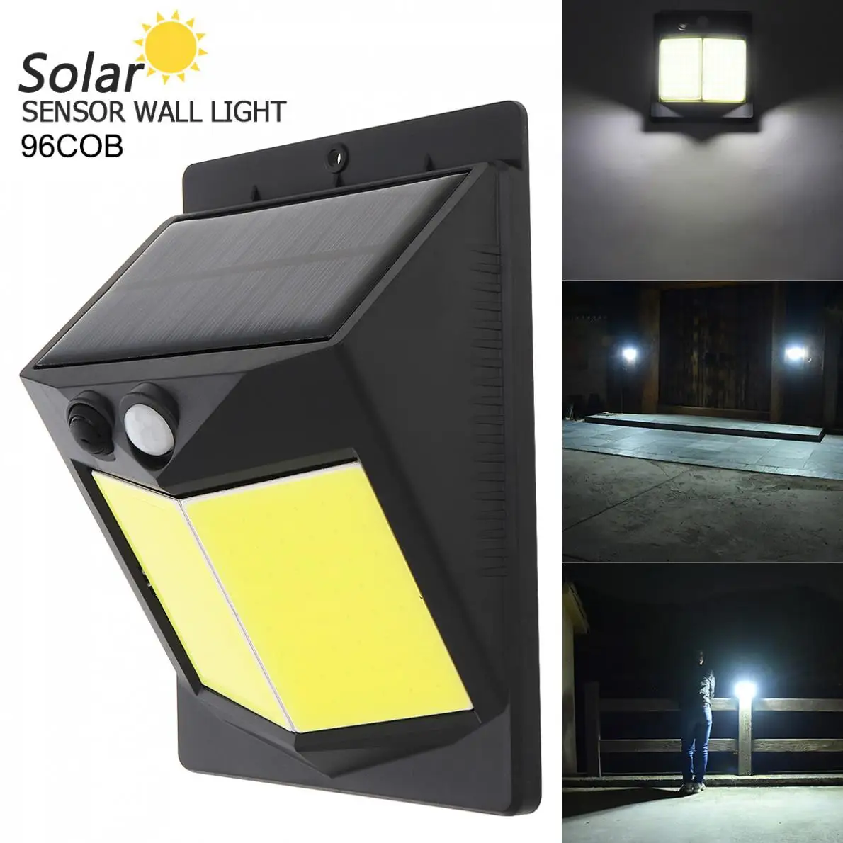 

96 COB 400LM Light-controlled Human Body Sensing Wall Light LED Solar Motion Sensor Light for Outdoor / Courtyard / Illuminating