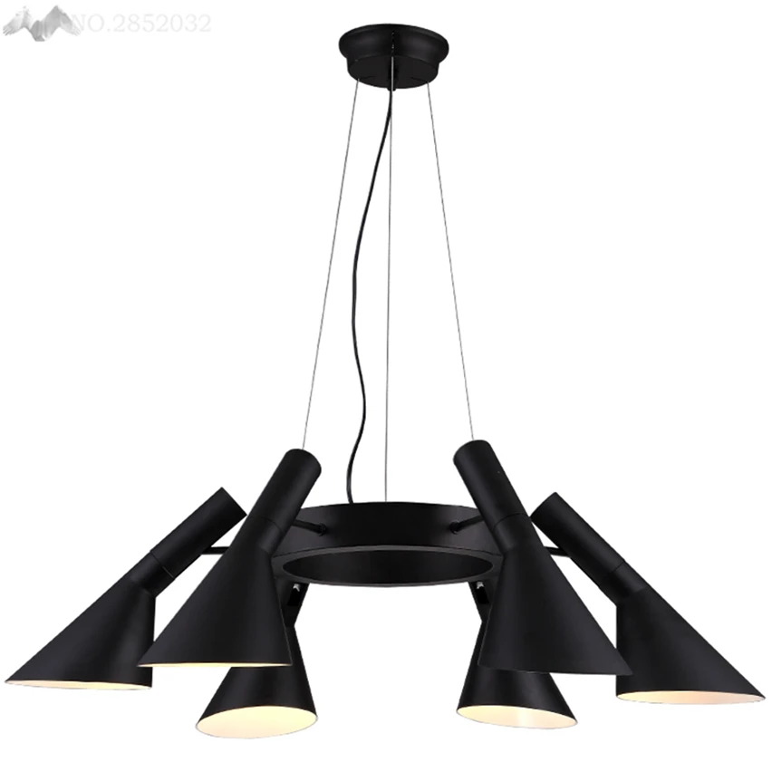JW _ Nordic громкоговоритель в стиле ретро Light Vintage Black 6 Heads подвесной светильник для