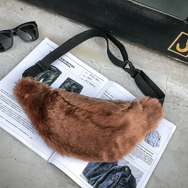 2018 Fashion Winter Unisex Women Men Small Zipper Shoulder Chest Bag Lady Faux Fur Waist Pack Messenger Crossbody s Pouch | Багаж и сумки
