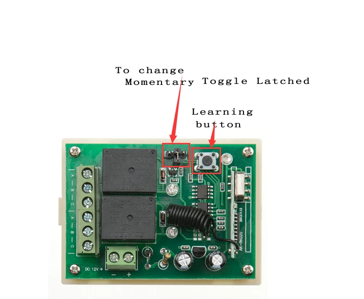 433mhz DC 12V 10 A 2 CH RF беспроводной пульт дистанционного управления двигатель