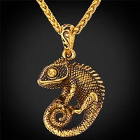 kpop 2016 retro vintage chameleon necklace gold color fancy design fashion jewelry necklace pendants for women men p219