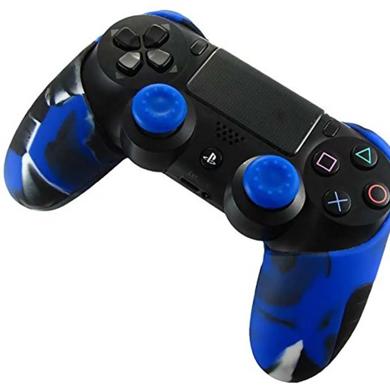 for Playstation Dualshock 4 PS4 PRO Slim Controller Silicone Thicker Half Skin Case + 2 Thumb Stick Grip Caps | Электроника