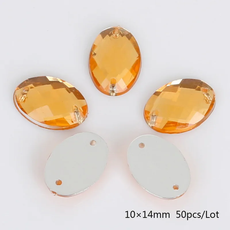 Yellow 50 шт 10*14 мм плоские стразы для шитья Пришивные Акриловые стразы хрустальные камни для рукоделия украшение для альбома - Цвет: Yellow