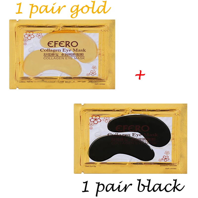 gold and black 1/2 пары черный Коллаген Кристалл глаз маска на лицо гель глаз патчи для глаз сумки морщин темные круги глаз колодки Уход за кожей TSLM1 - Цвет: gold and black
