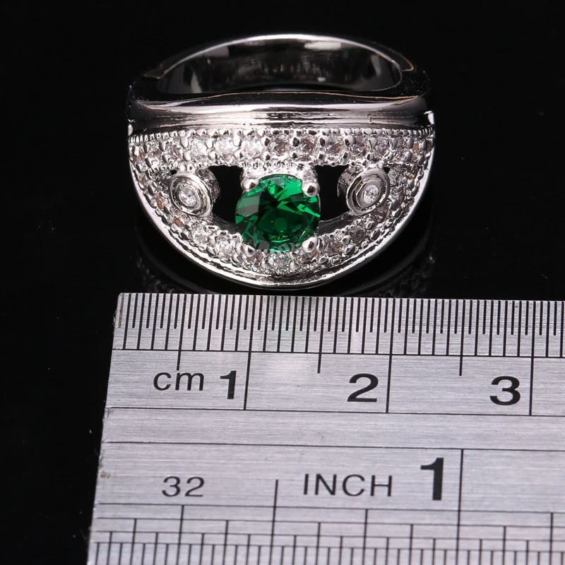 Refreshing Good-Looking Green Cubic zirconia Gems 925 Sterling Silver Jewelrys Solitaire Rings US# Size 6 7 8 9 S1554 | Украшения и