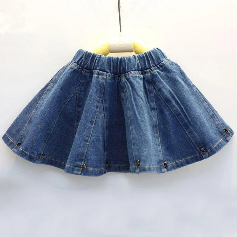 

New Girls Spring & Summer Solid Skirts Girls Jean Skirt Baby Girls Party Skirts Kids Brand