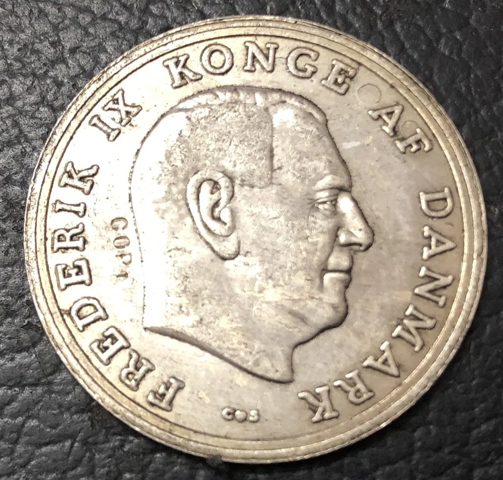 1958 Дания 2 крона Фредерик Икс (День рождения принцессы) копия посеребренной