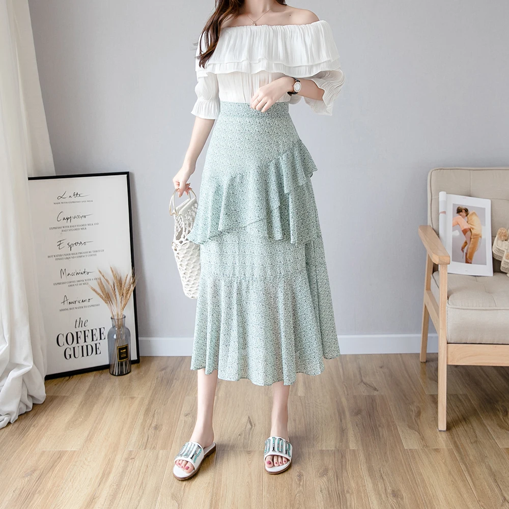 2019 модные летние женские богемные кружевные многоуровневые юбки с оборками и