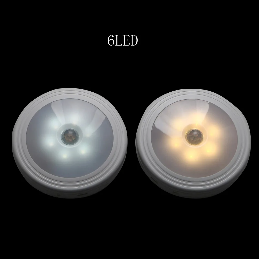 Круглый 6LED USB Светодиодная лампа перезаряжаемая Авто Вкл/Выкл PIR датчик