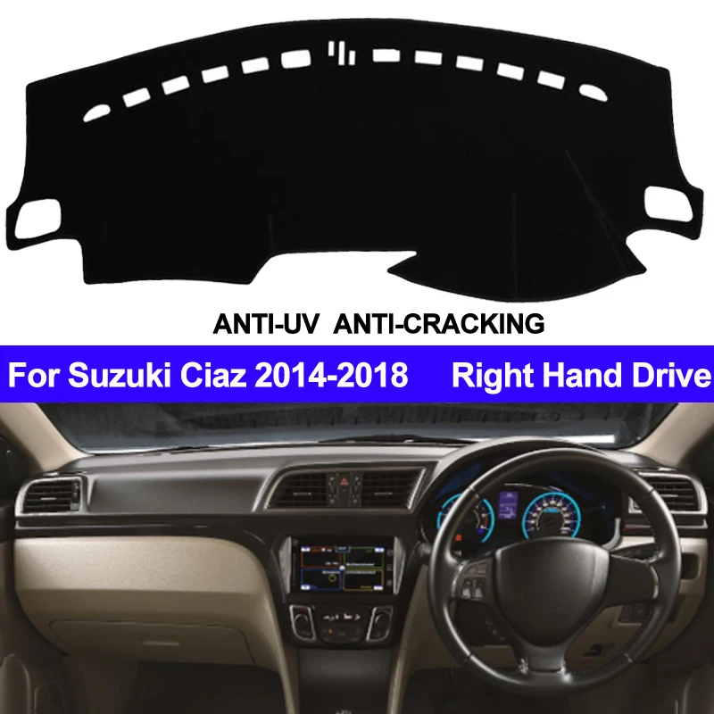 

TAIJS, чехол для приборной панели автомобиля, коврик для приборной панели, защита от УФ-лучей для Suzuki Ciaz 2014 2015 2016 2017 2018, противоскользящий правы...