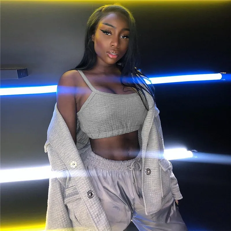 Женский летний комплект из двух предметов Однотонная футболка с высокой талией и