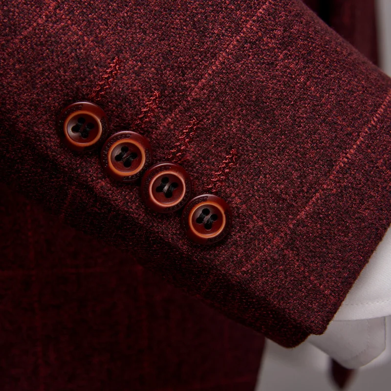 

Autumn Plaid Sanding Set Three-piece Groom Wedding Dress Slim Suit Male (Jacket+Pant+vest)