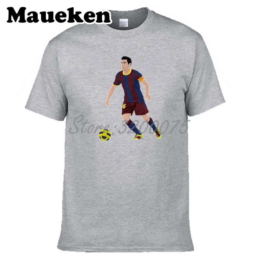 Мужская футболка Xavi Hernandez Creus 6 Legend Captain Spain с круглым вырезом W17072827|t shirt men|t shirttees men |