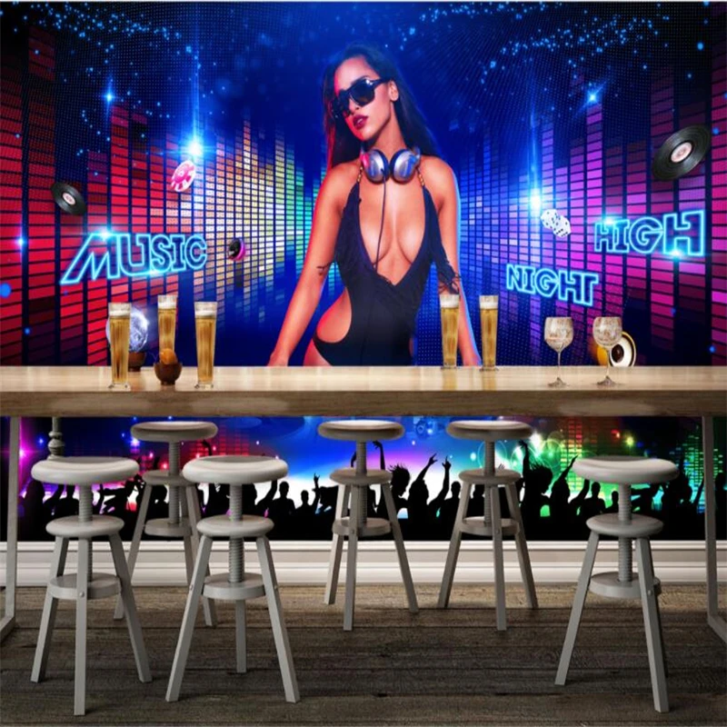Пользовательские обои для ночного клуба DJ beauty bar KTV оснастка фон украшение стены