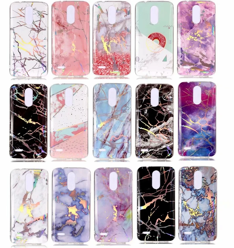 Роскошные Лазерная Мрамор узор мягкий силиконовый чехол для LG K10 2018 K8 G7 V35 Q7