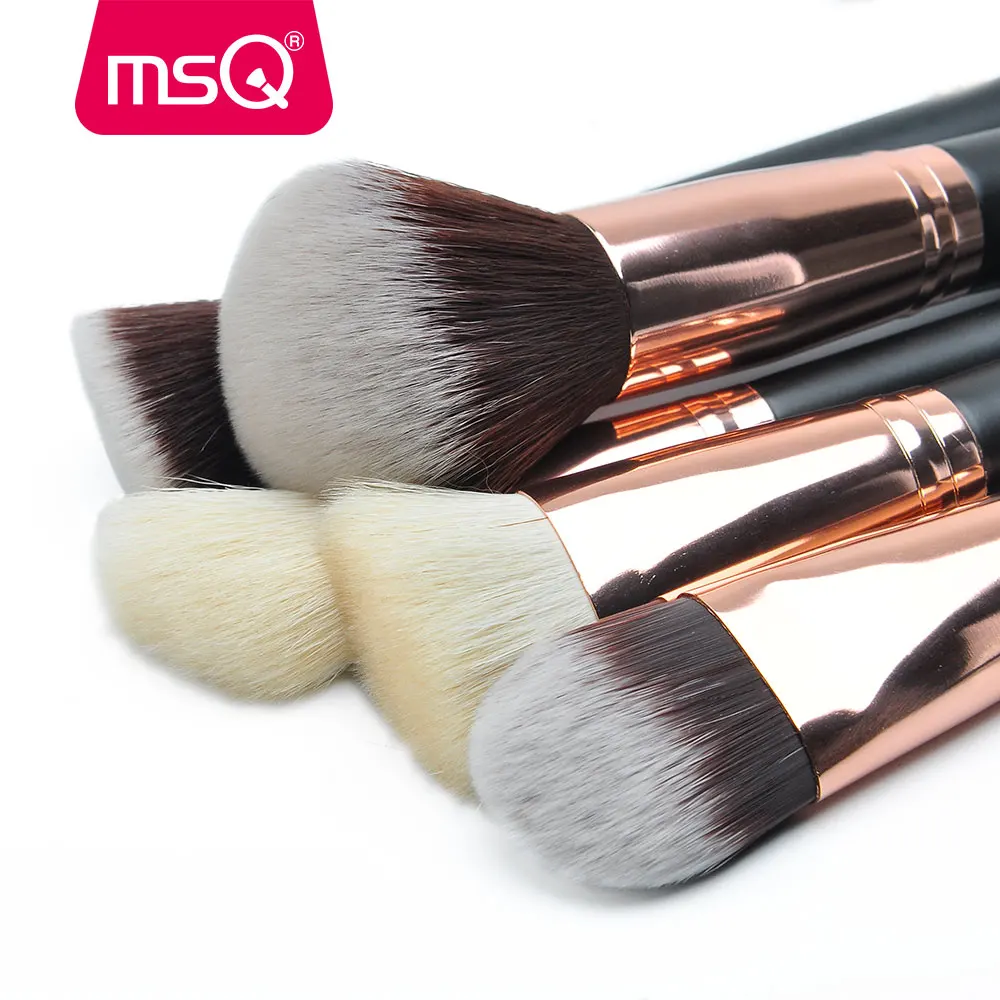 MSQ 15 шт. Макияж Кисточки Набор Розовое золото волос животных и Синтетические