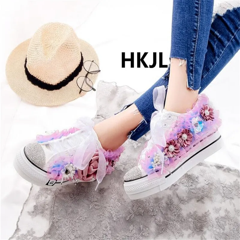 HKJL/Весенняя женская обувь на платформе дышащие корейские спортивные туфли