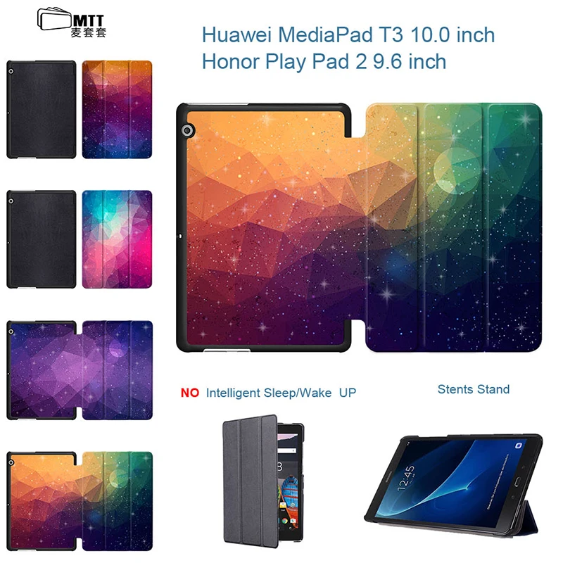 MTT цветной многоугольник чехол для huawei MediaPad T3 10 9," подставка флип из искусственной кожи чехол для Funda Honor Play Pad 2 9,6 дюймов планшет