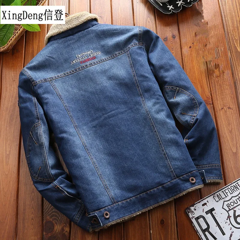 

Xingdeng Men cowboy jacket coats clothing denim jackets Fashion mens jeans thick warm winter outwear male cotton clothes