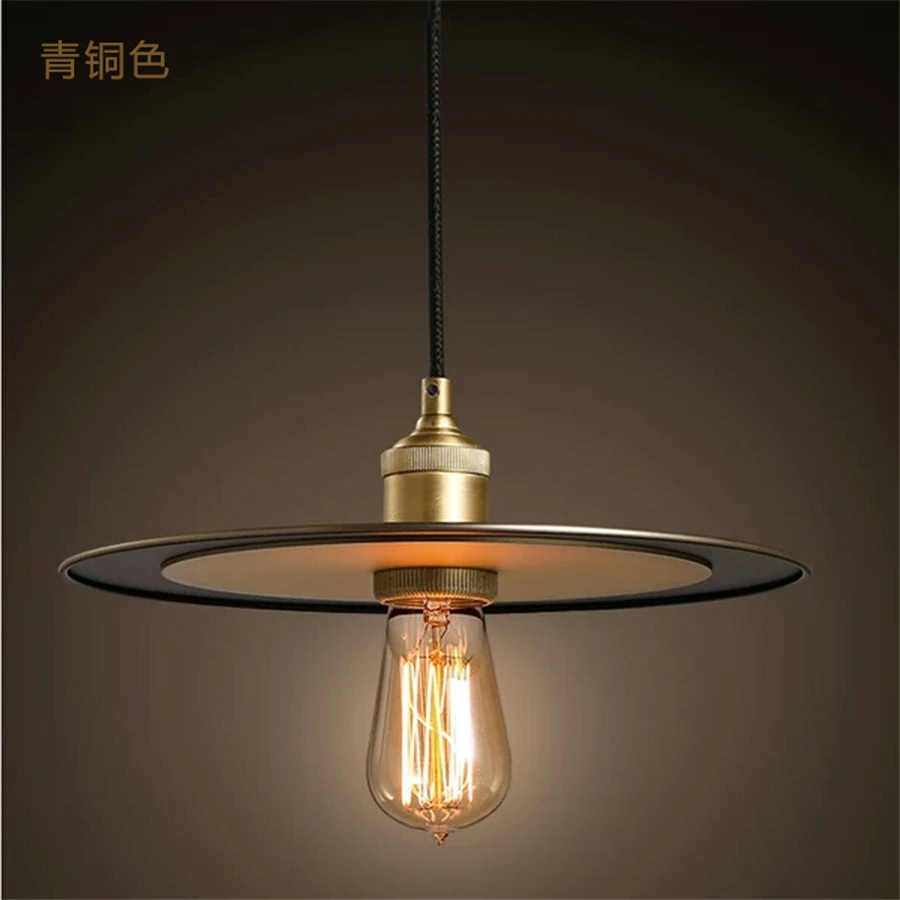 American Iron Art Disc vintage Pendant Lights for Living Room Study Dining hanging lamp Industrial bar Lighting Fixtures | Лампы и