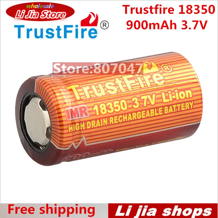2016 новый список 2 шт./лот Trustfire 18350 900 мАч 3 7 в литий-ионная аккумуляторная батарея с