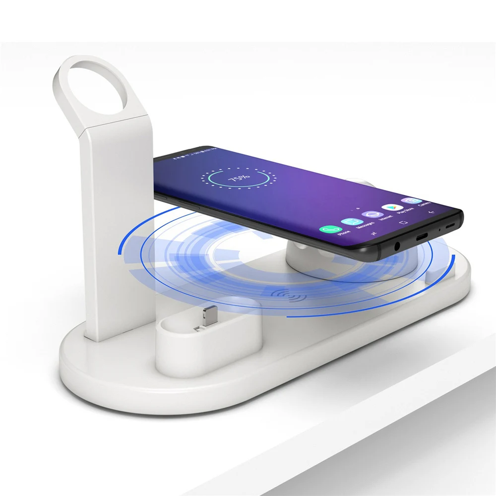 10 Вт беспроводное быстрое зарядное устройство + Type-C/Micro USB/8-контактная док-станция