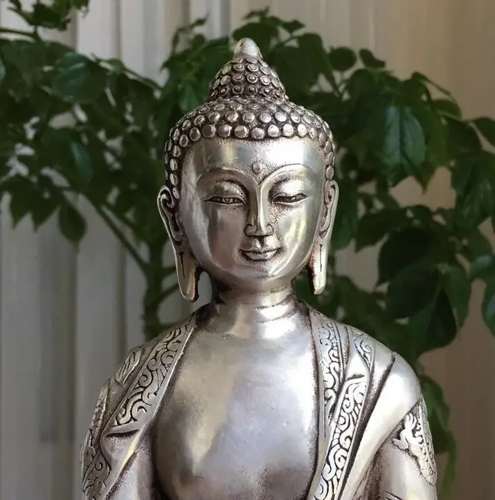 Китайский серебряный буддизм хороший Дракон по пел Будда сидение лотоса