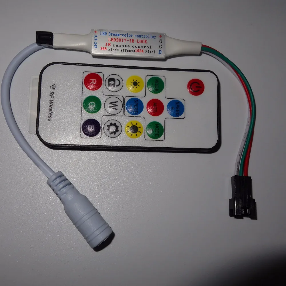 

DC5-24V mini 14key IR LED pixel controller;supports WS2811//WS2812B/TM1804/TM1809/INK1003/ICS1903