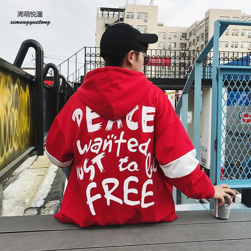 2018 г. осенние и зимние новые Письмо печати кофты мужские шить свободные