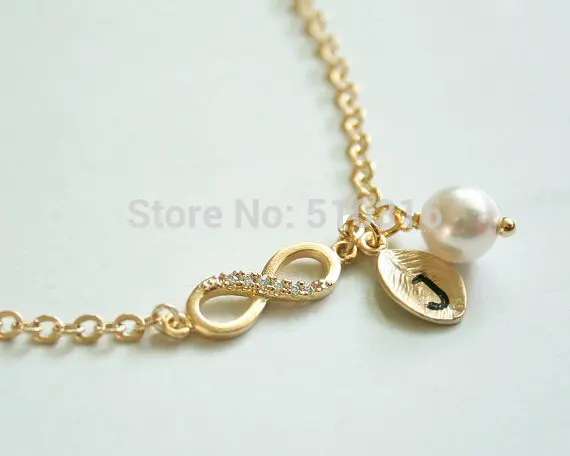 Kinitial Для женщин Infinity 8 браслета очарование цвета: золотистый серебристый