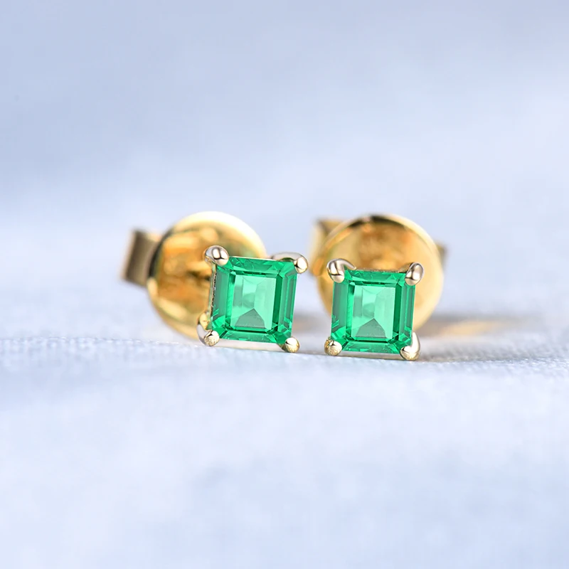 LOVERJEWELRY, 18 К, желтое золото, настоящий изумруд, женские серьги Пуссеты, серьги, натуральный драгоценный камень, свадебные украшения для женщин, вечерние ювелирные изделия, дизайн