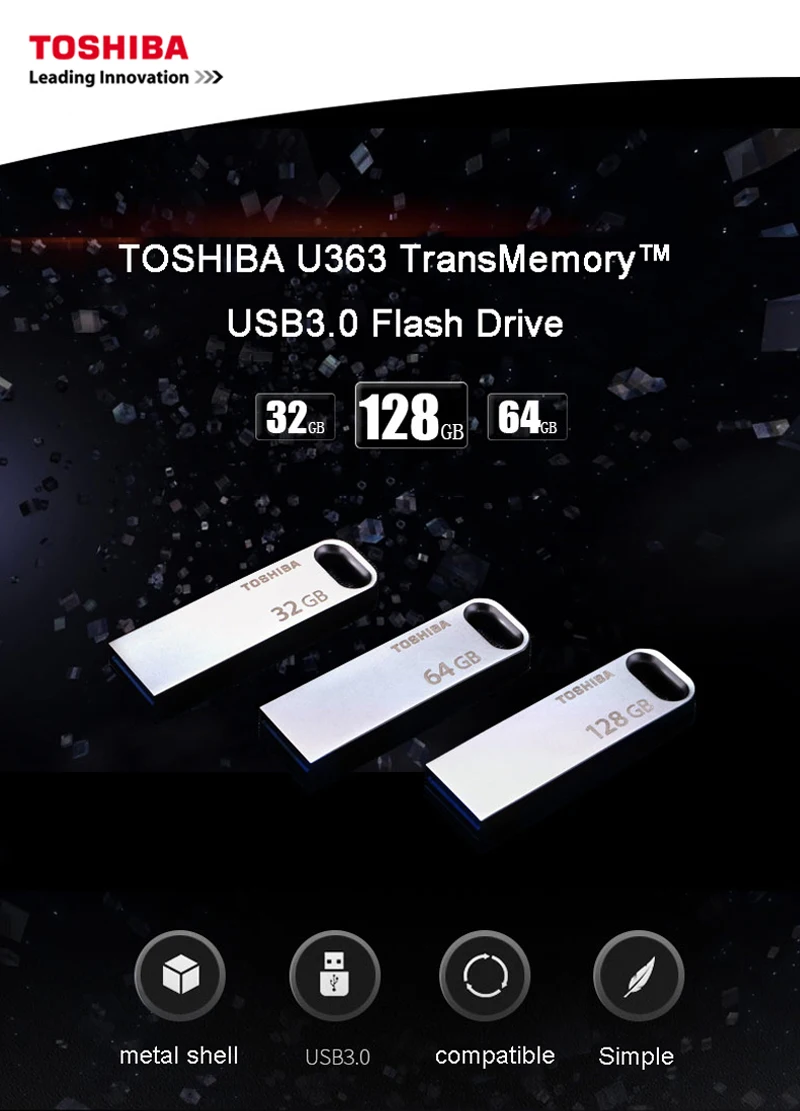 Новинка, USB флеш-накопитель TOSHIBA, 128 ГБ, 64 ГБ, 32 ГБ, флеш-накопитель, флешка, водонепроницаемый металлический серебристый u-диск, Memoria cel, usb флешка, подарок U363