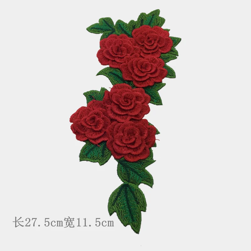 3D розовый цветок розы Цветочная вышивка патч железо на стикер для DIY Одежда