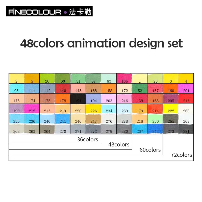 48 animation design Finecolour EF102 Кисть мягкая на спиртовой основе художественные маркеры двойной наконечник цветной эскизный маркер 36 48 Набор для рисования художественные принадлежности - Цвет: 48 animation design