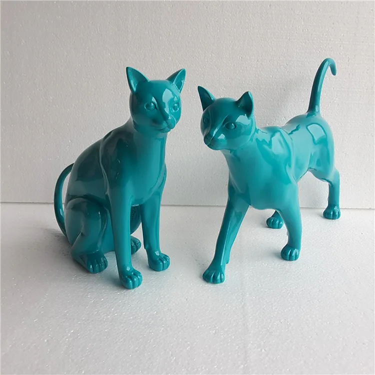 

Modern Fashion Creative North Europe fairy tales Eco-friendly Resin cat Home Decoration Training Room Ornaments lake blue cats