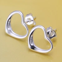 wholesale hot lovely fashion high quality silver color stud heart party earring jewelry women wedding free shipping e099