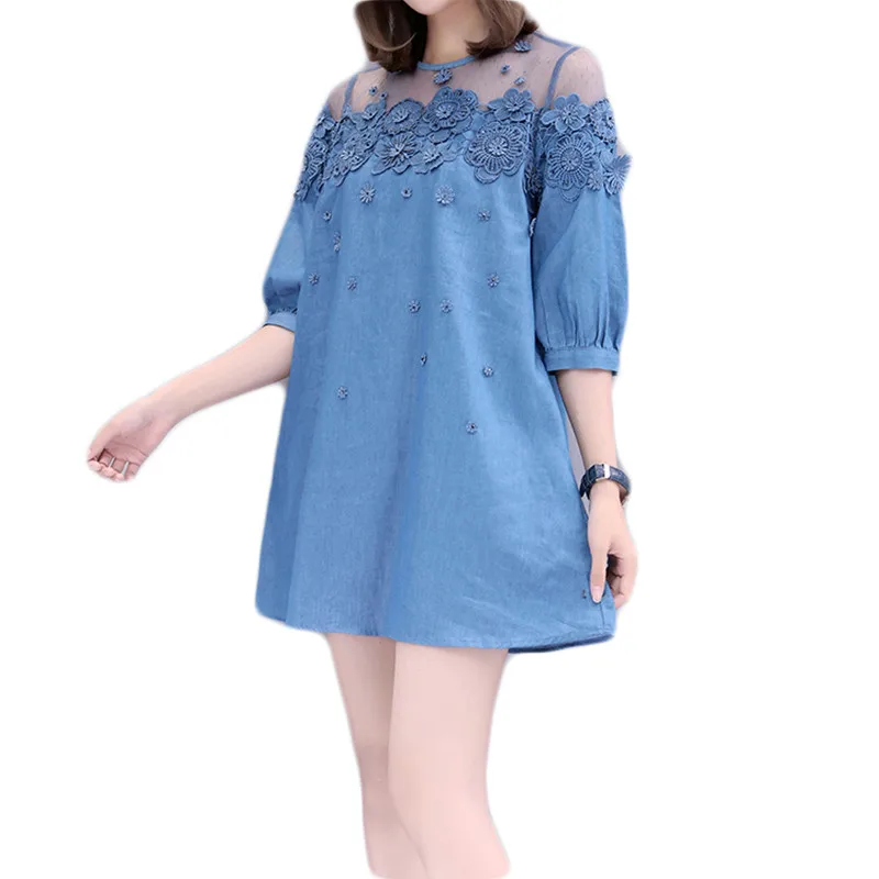 Платья больших размеров 2018 Новое поступление летние женские джинсовые платья в