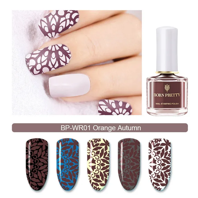 Orange Autum BORN PRETTY Увядшая роза серия штамповочный лак 6 мл розовая фиолетовая для украшения ногтей пластина Штамповка лак для ногтей штамп лак 1 бутылка - Цвет: Orange Autum