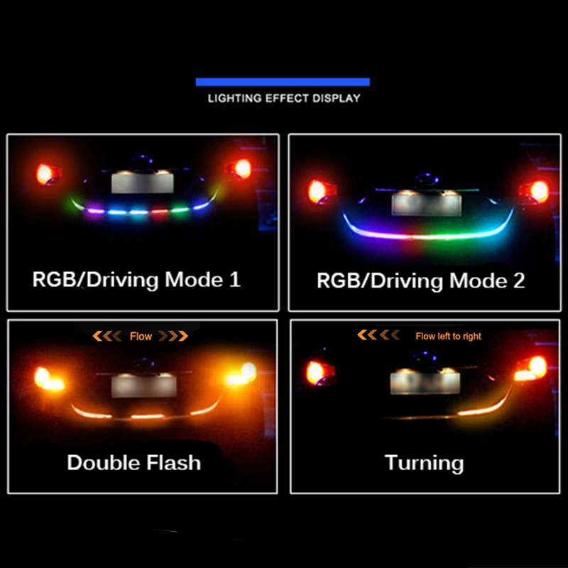 LYMOYO 120 см Светодиодная лента для багажника RGB цветная планка поворота сигнала