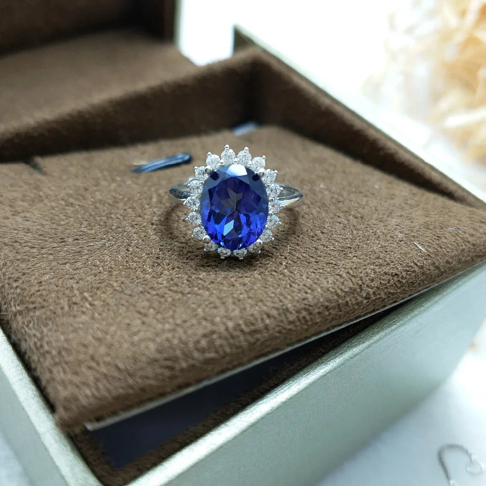 FLZB, высокое качество Сапфир Цвет Топаз драгоценный камень 5,5 ct OV 8*10 мм 925 пробы серебряные ювелирные изделия обручальное кольцо