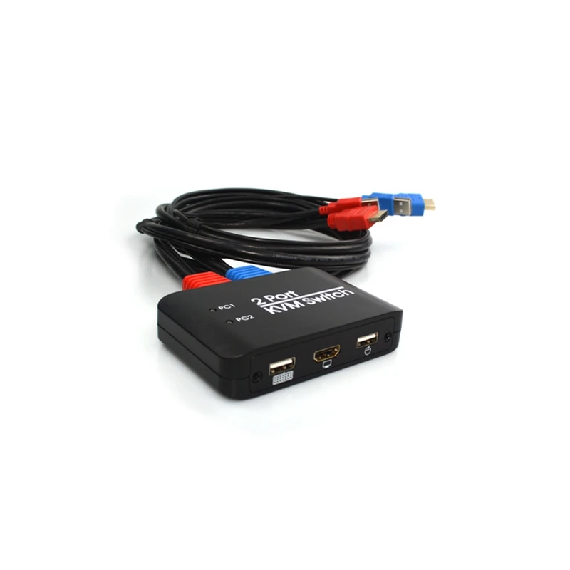 2 порта Usb Hdmi Kvm переключатель с кабелем для двух мониторов клавиатура мышь
