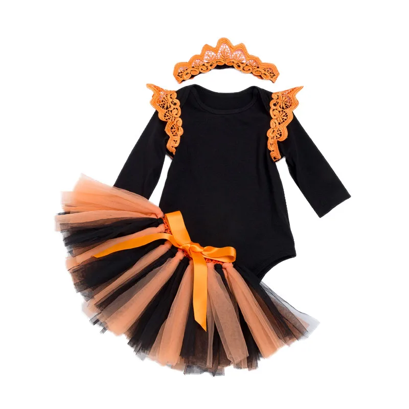 

Toddler Newborn Baby Girl Clothing Outfit 2pcs Sets Black Bodysuits+Tutu Mini Skirt+Headband 3pcs Suits Birthday Gift for Girls