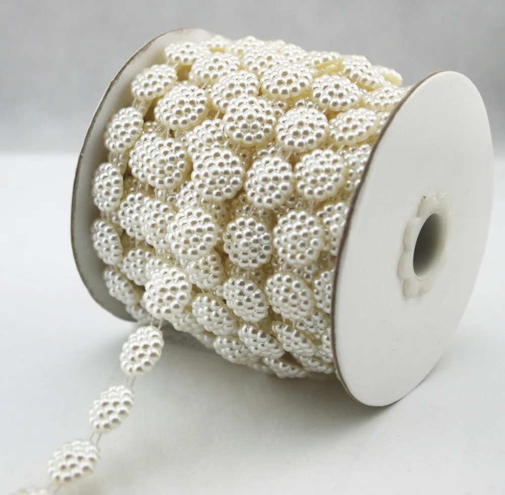 

10 Yards 14mm ivory round Pearl Chain Sewing Trims Cake Decoration LZ183