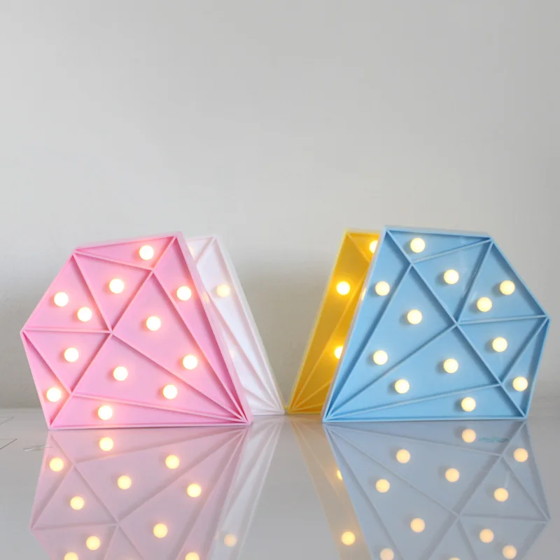 Белый желтый синий розовый светодиодный ночник ромбовидная прикроватная лампа