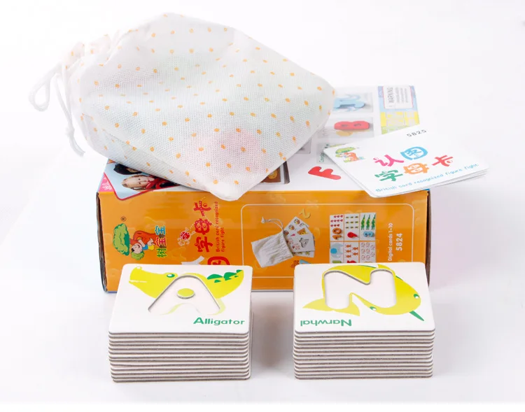 

Early Learning Complete Learning 26 letter animal card children recognize letters jigsaw puzzles intelligence wood toys