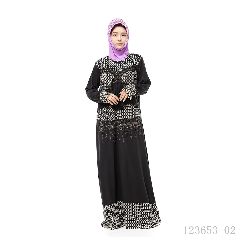 2019 Islamic Clothing New Muslim Dress Long Sleeve Abaya Dubai O Neck Robe Longue Femme Black Djellaba Baju Wanita | Тематическая
